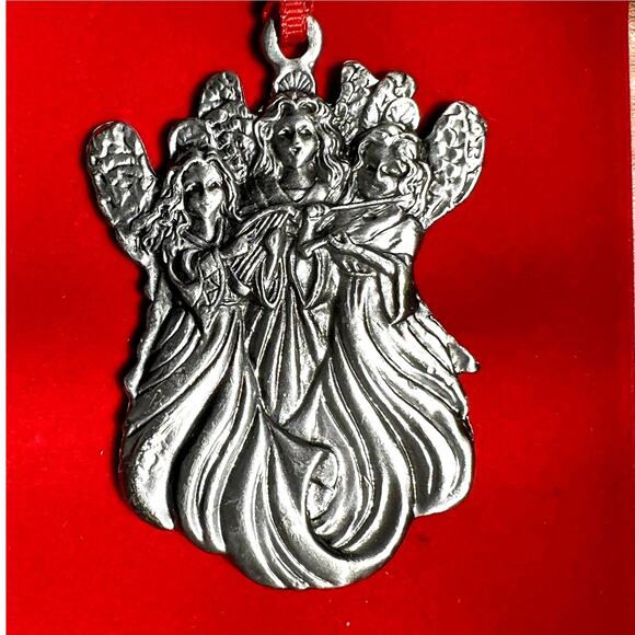 Wallace Silversmiths Pewter 3 Angels Ornament New In Box - Picture 1 of 6